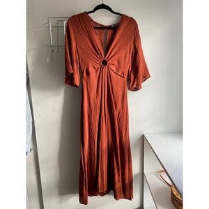 Zara Burnt Orange Midi dress with Keyhole